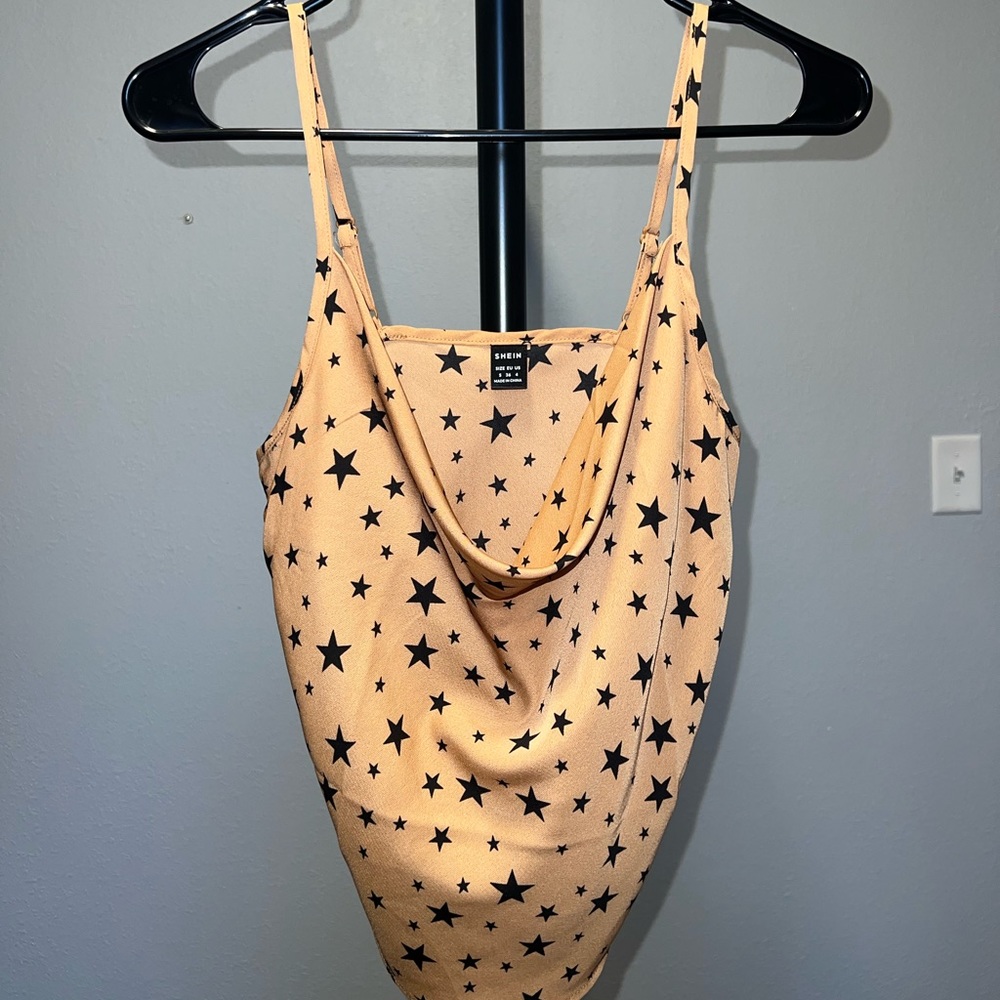 Size Small Orange Tank Top With Black Stars
